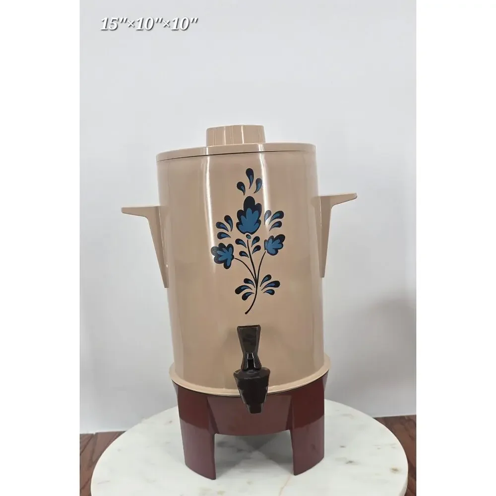 Vintage West Bend Electric Coffee Percolator | 20-30 Cup Floral Beige & Brown